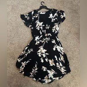 Floral Black and White Womens Dress